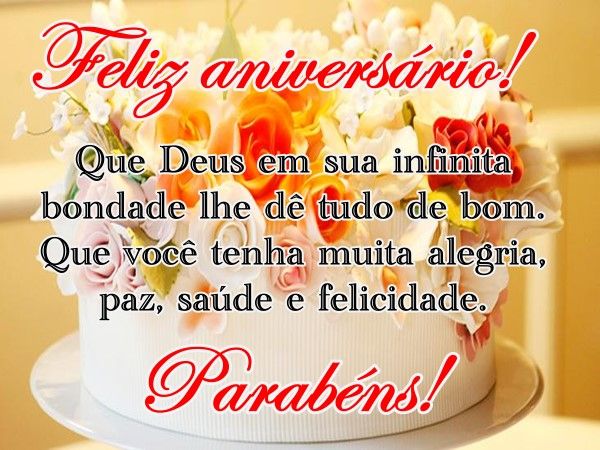 Feliz aniversário para amiga com flores e bolo