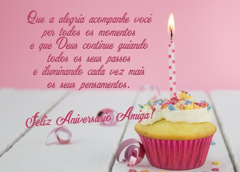 Feliz aniversário amiga com alegria