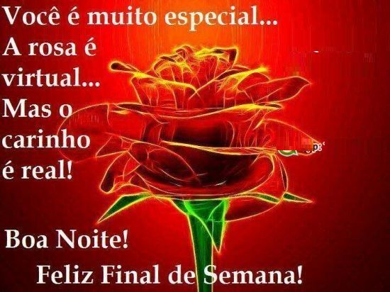 Boa noite feliz fim de semana você é muito especial! Durma bem te amamos.