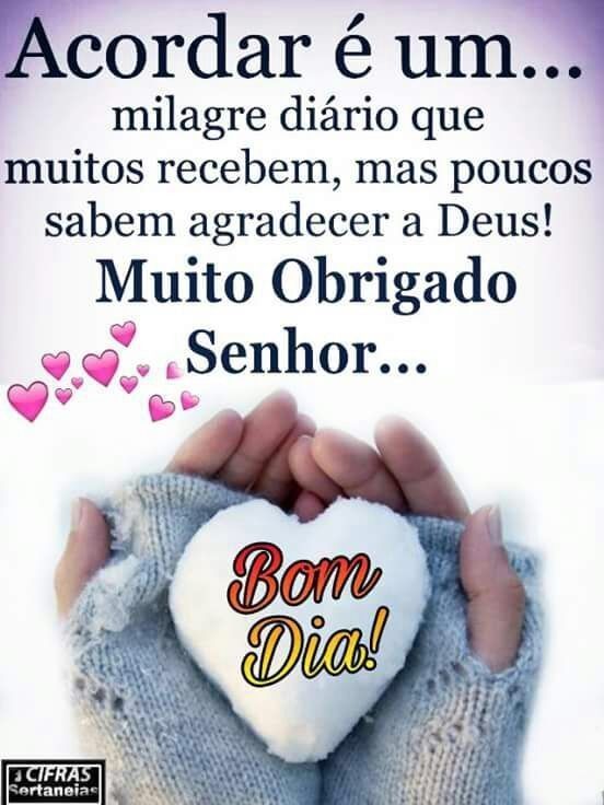 Bom dia cada dia que ganhamos é um milagre!