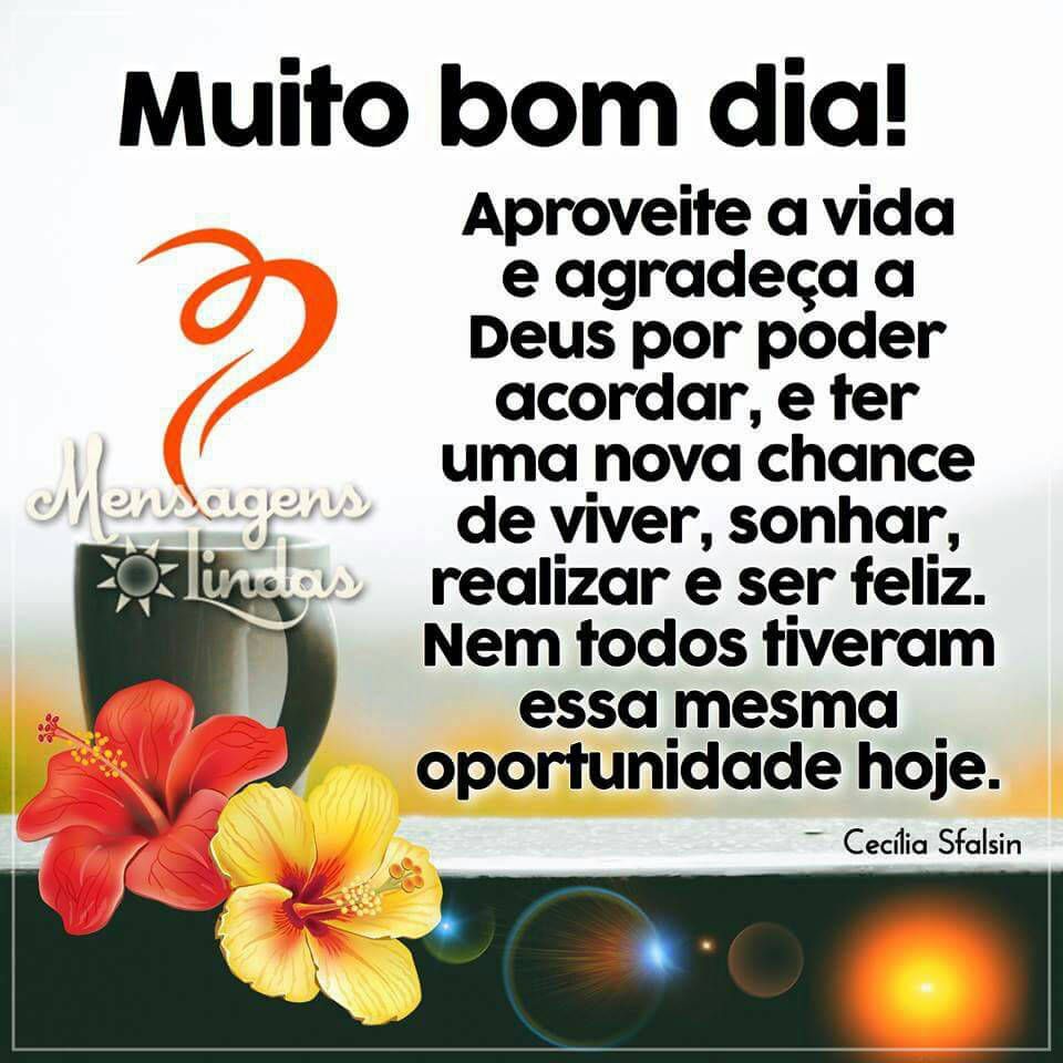 Bom dia, tenha uma nova chance de viver, sonhar, realizar e ser feliz