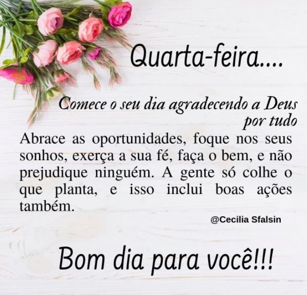 Bom dia quarta feira facebook