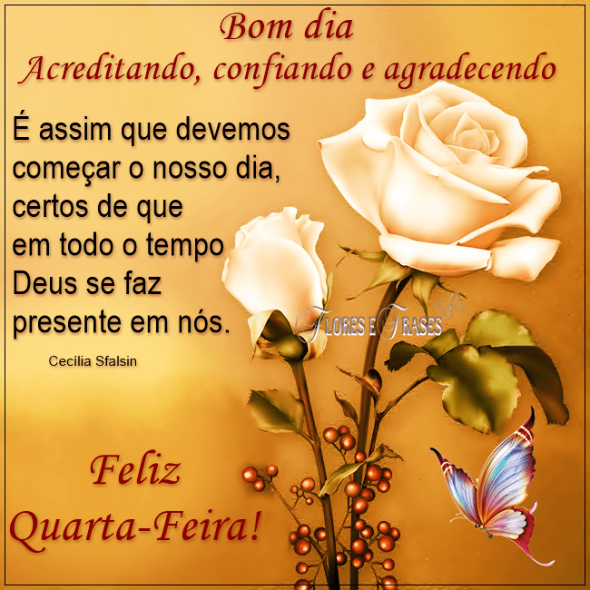 Bom dia acreditando, confiando e agradecendo, feliz quarta-feira