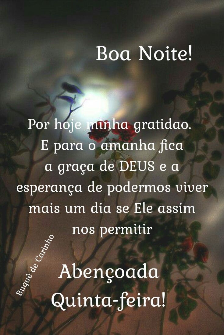 Boa noite quinta feira! Te desejo um sono maravilhoso