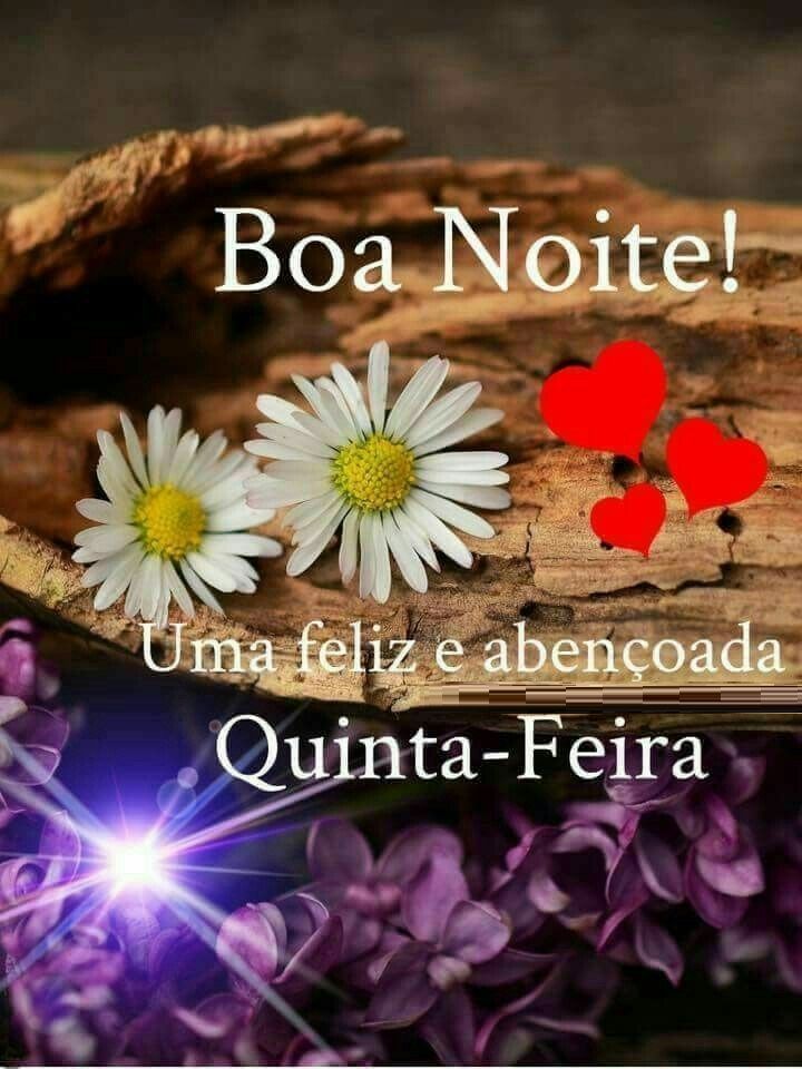 Boa noite quinta feira carinhosa com corações e flores lindas