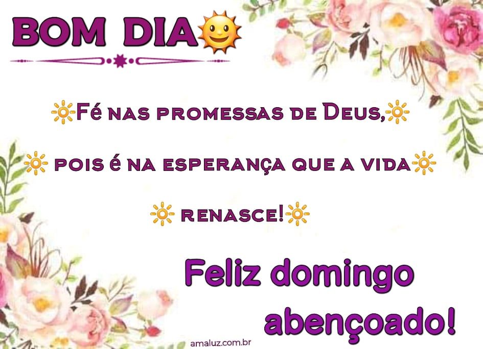 imagem de bom dia e feliz domingo