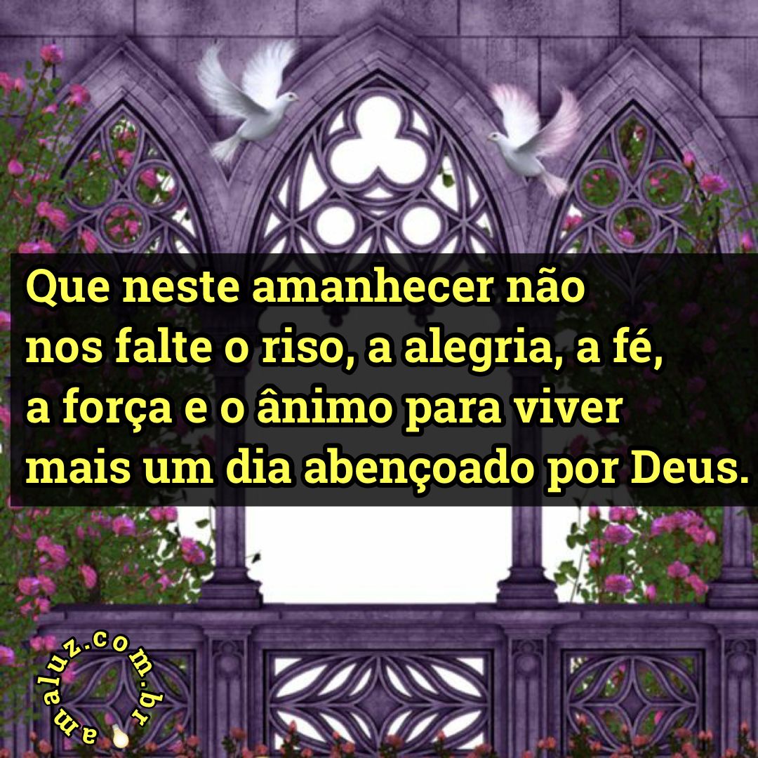 Que neste amanhecer não nos falte o riso, a alegria, a fé e a força necessária para vivermos!