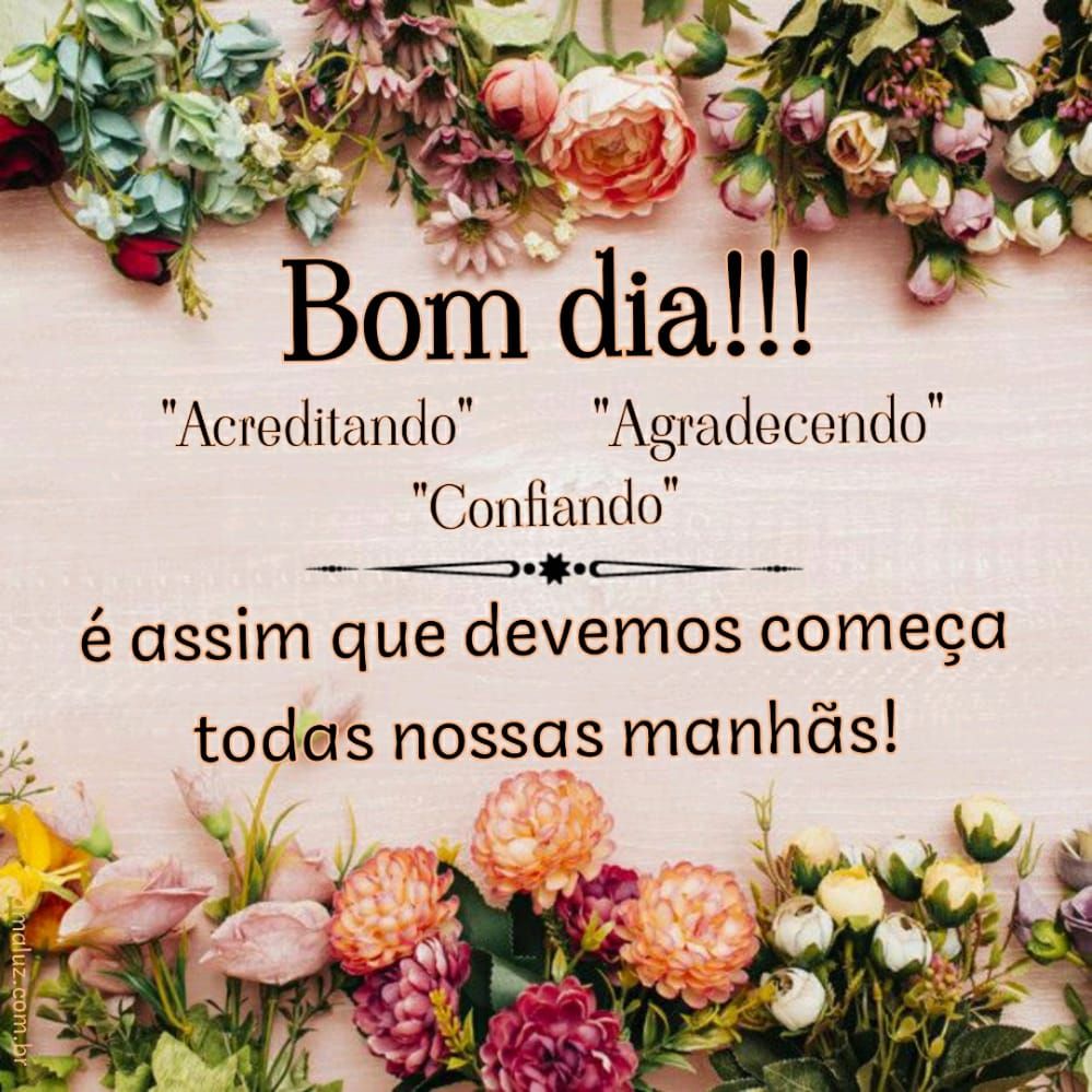 Bom dia acreditando agradescendo e confiando, é assim que o nosso dia sai abençoado