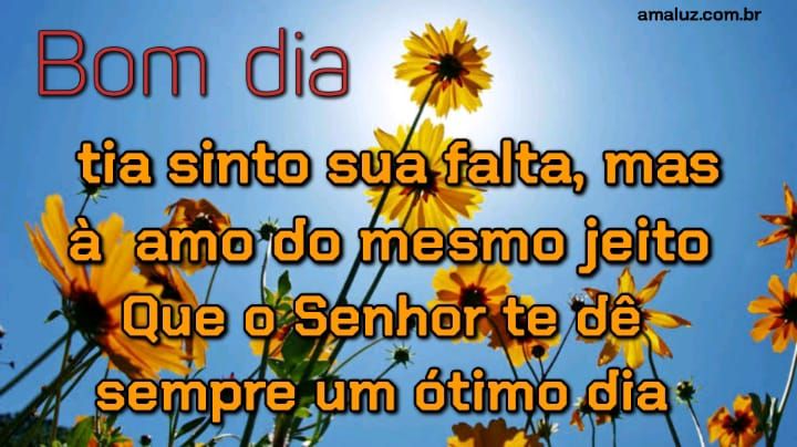 Bom dia sinto sua falta mas a amo do mesmo jeito