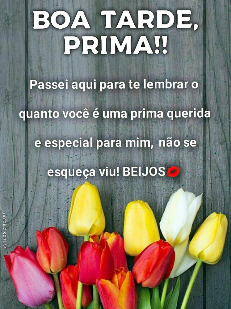 boa tarde prima querida e especial