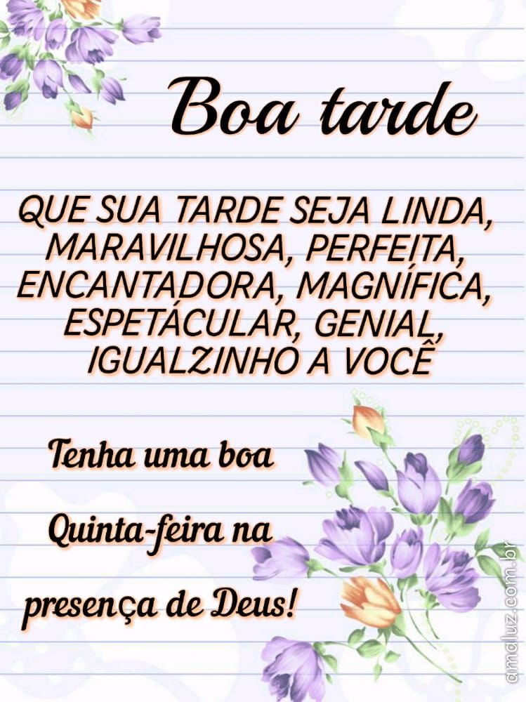 boa tarde tenha uma quinta feira na presença de deus