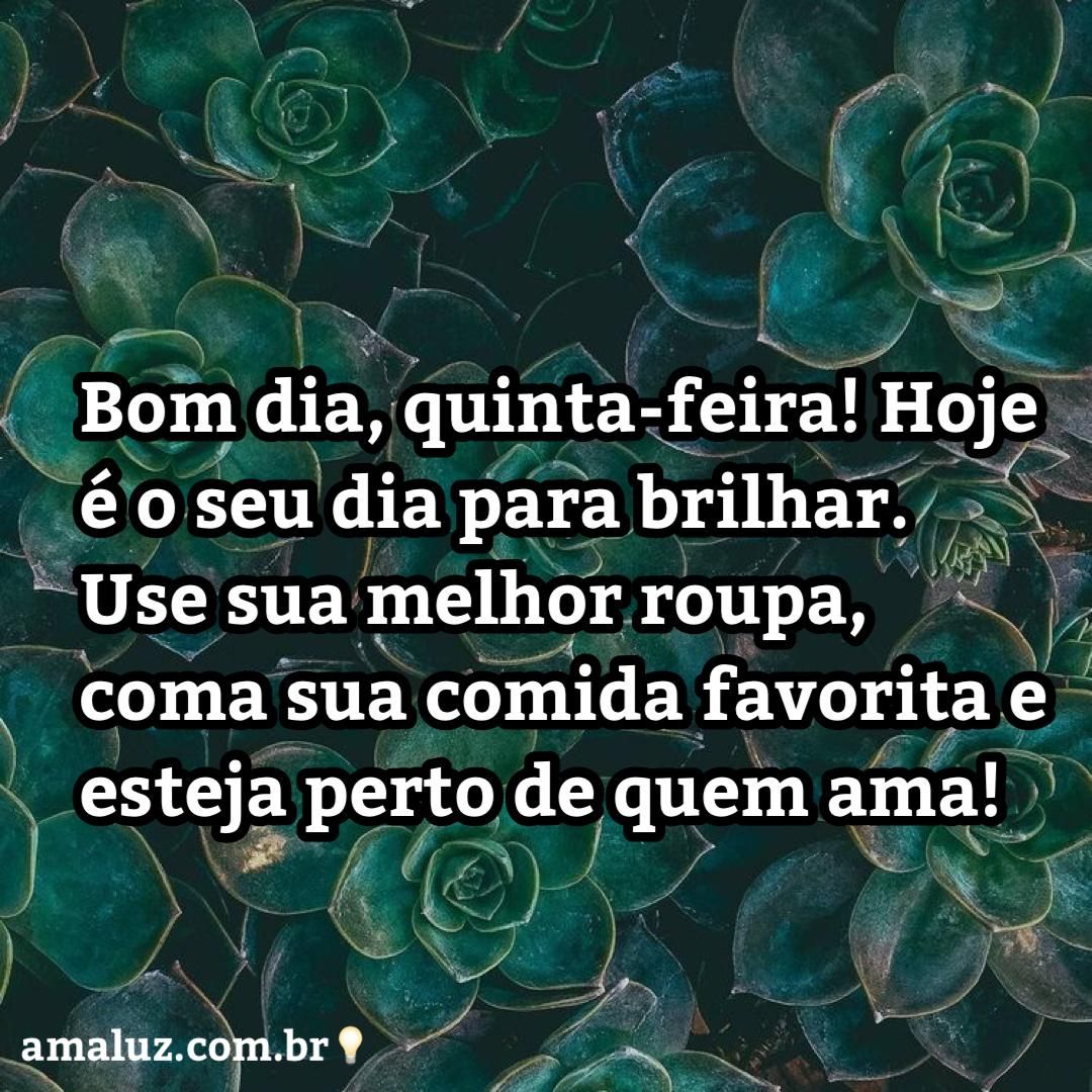 bom dia quinta feira hoje é seu dia para birhar! Seja feliz