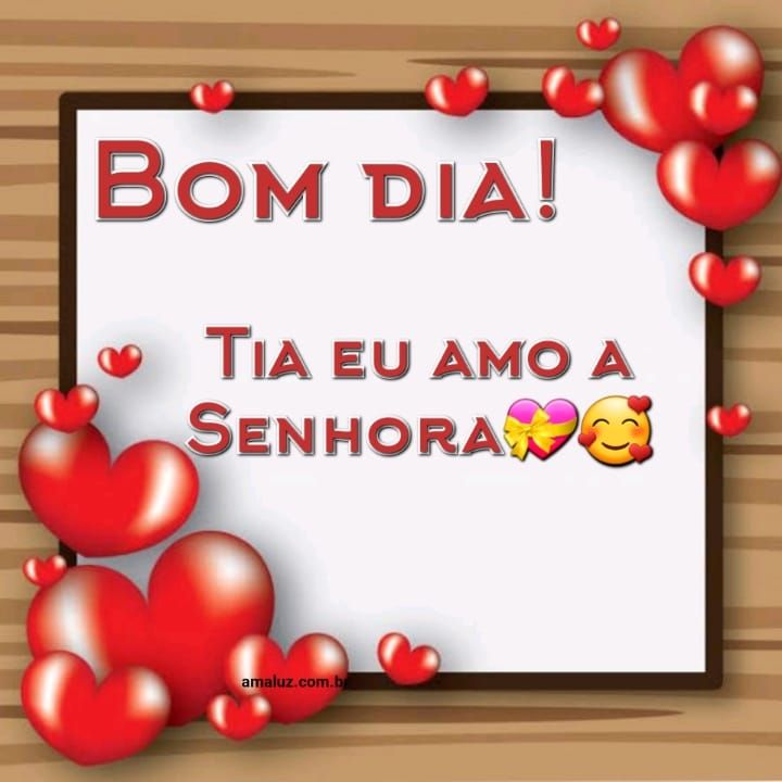 bom dia, tia eu amo a senhora.