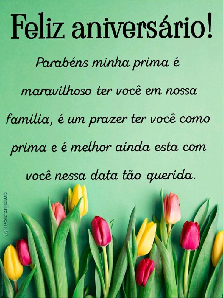 feliz aniversario parabéns minha prima