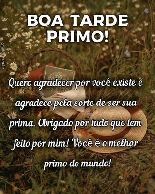 grato por te ter primo boa tarde