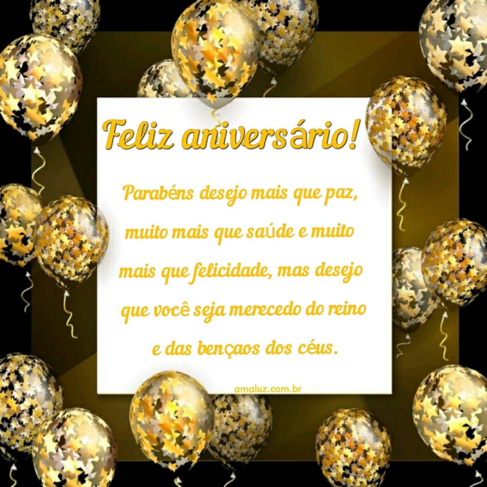 imagem com balões dourado com feliz aniversario