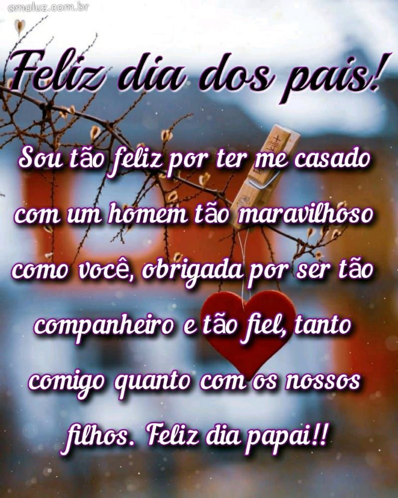 imagem com coração e prendedor com mensagem de feliz dia dos pais