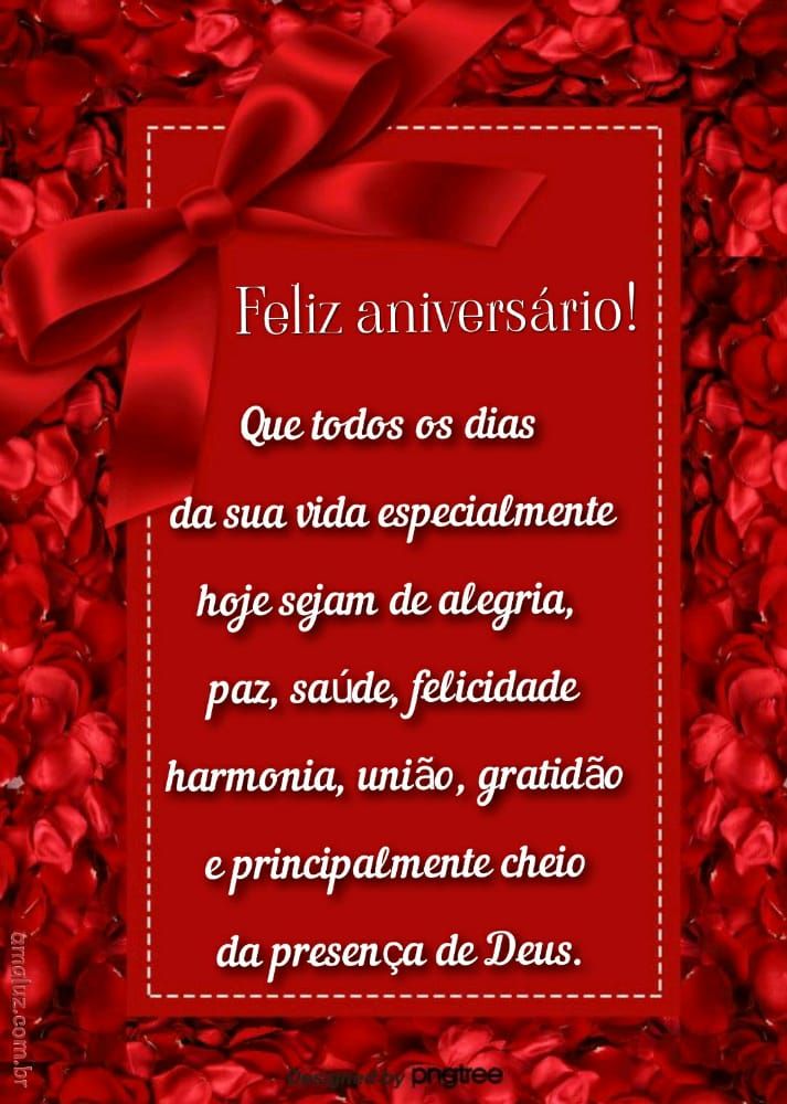 imagem com fundo vermelho e laço de feliz aniversario para prima
