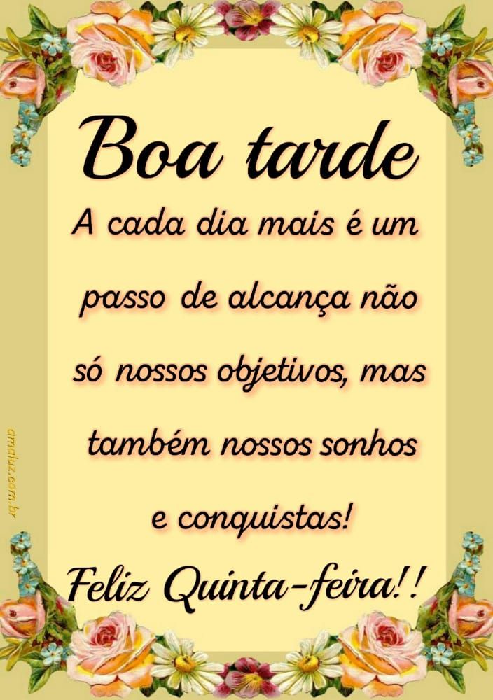 passando para desejar um boa tarde e feliz quinta feira