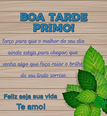 venho deseja uma boa tarde ao meu primo