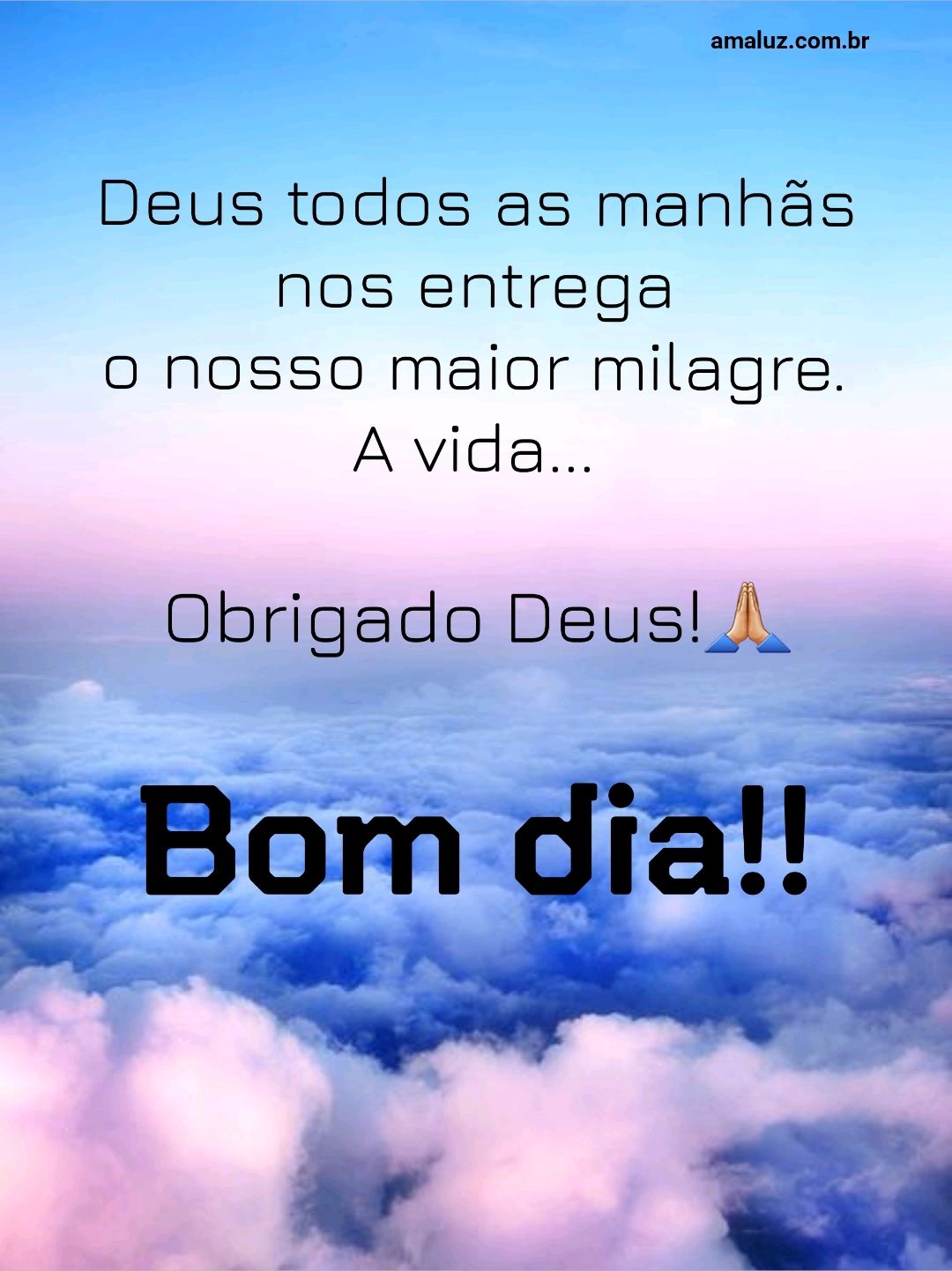 Bom dia, Deus todos as manhãs nos entrega o nosso maior milagre.