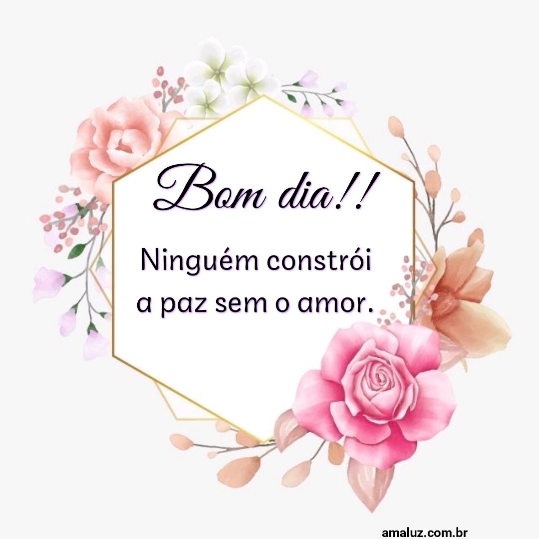 Bom dia ninguém constrói a paz sem amor.