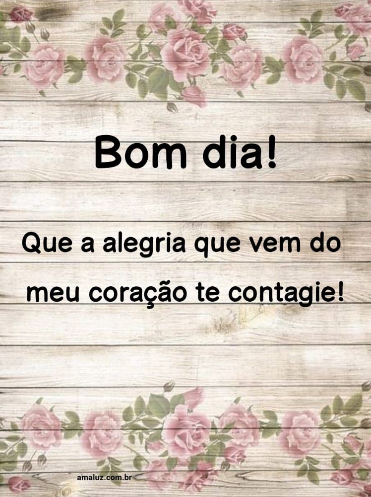 Bom dia, que a alegria que vem do meu coração te contagie.