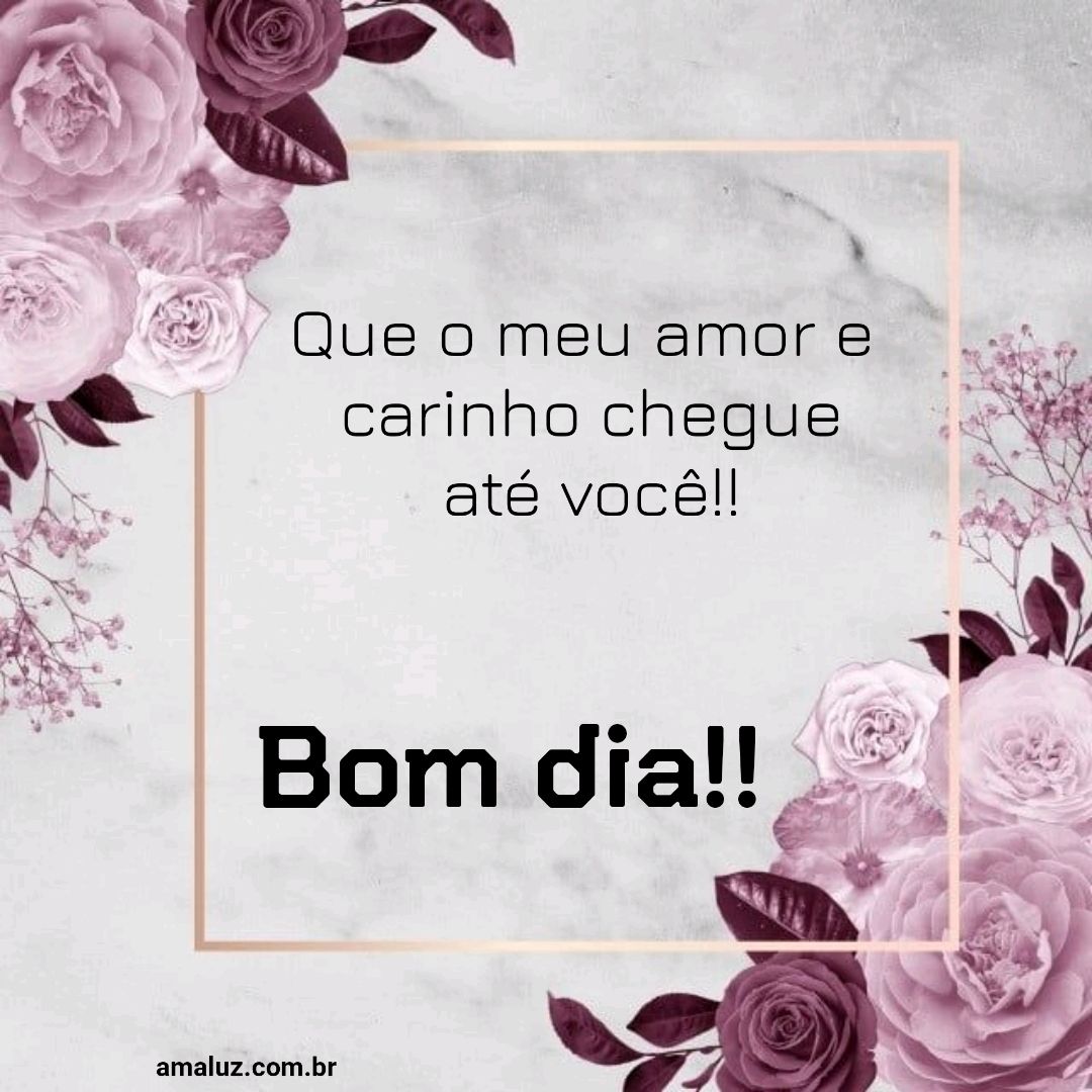 Bom dia, que meu carinho e amor chegue ate você.