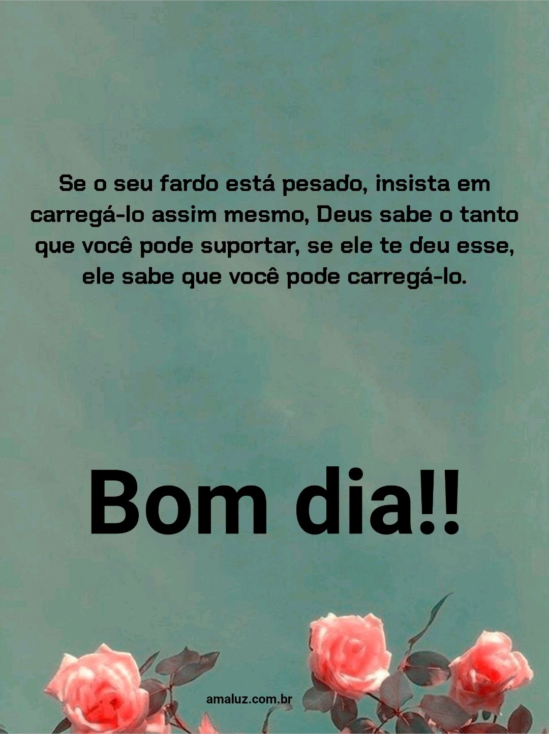 Bom dia se seu fardo esta pesado Deus sabe o peso