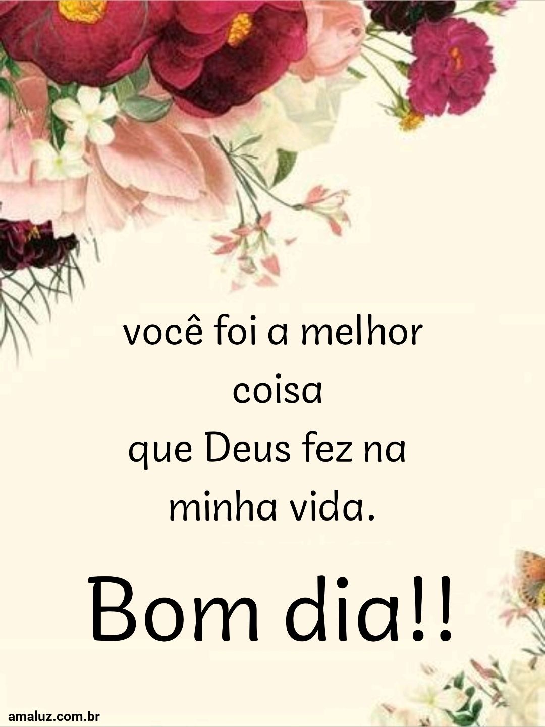 Bom dia você foi a melhor coisa que Deus fez em minha vida