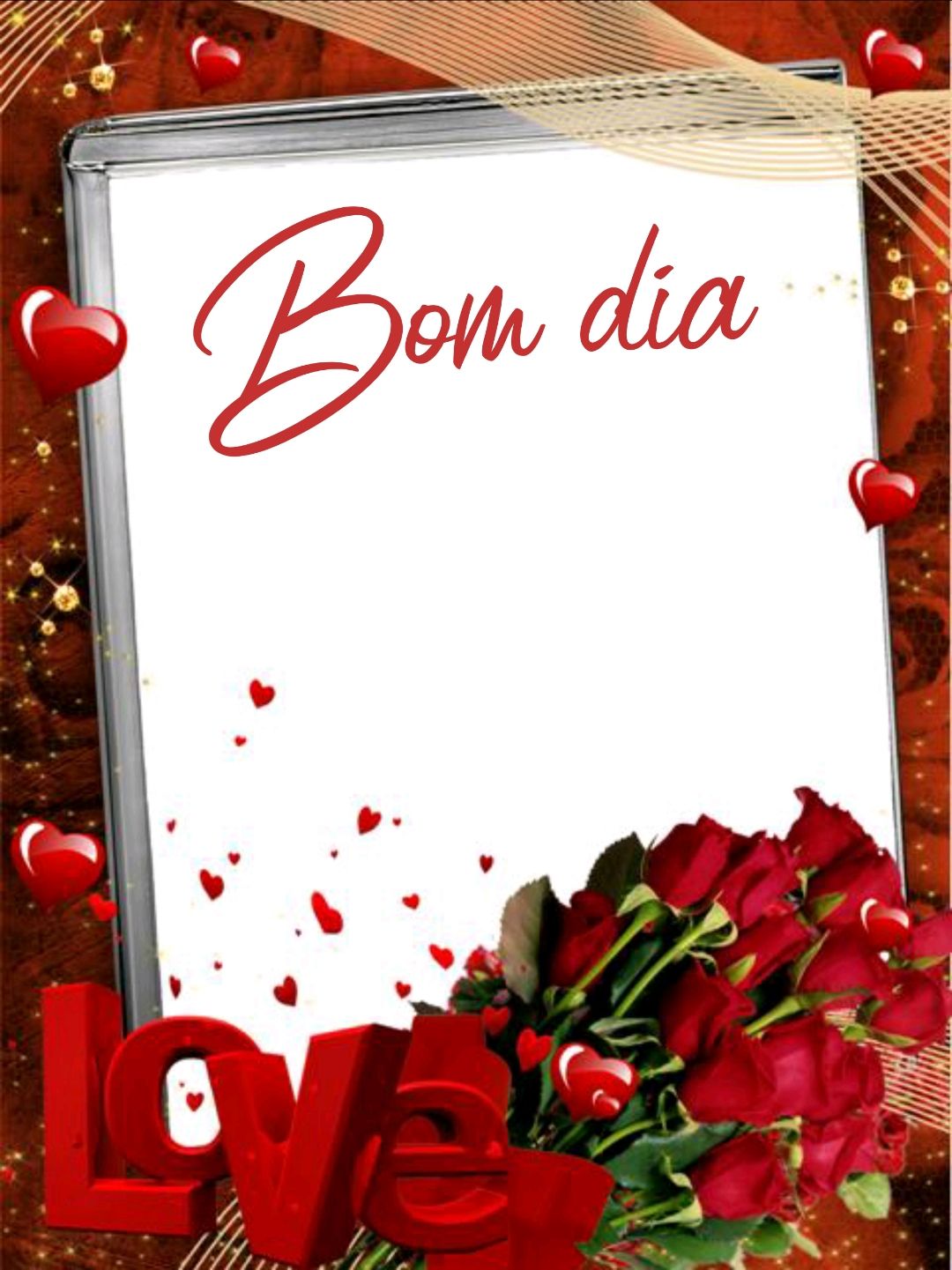 Molduras de coração de bom dia