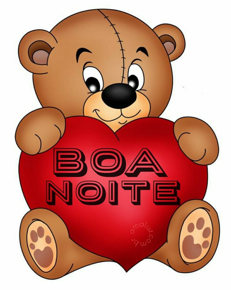 boa noite com ursinho segurando coração