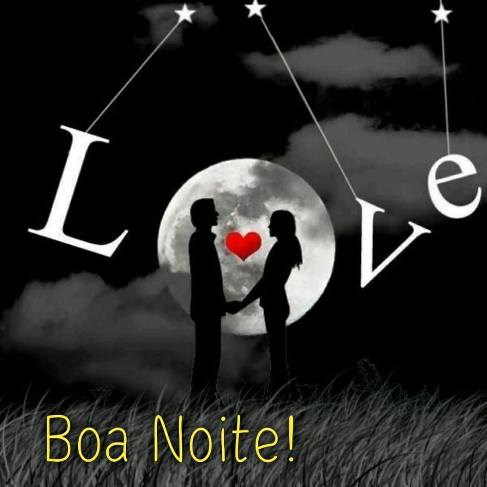 boa noite love com casal de mão dadas a luz brilhante da lua