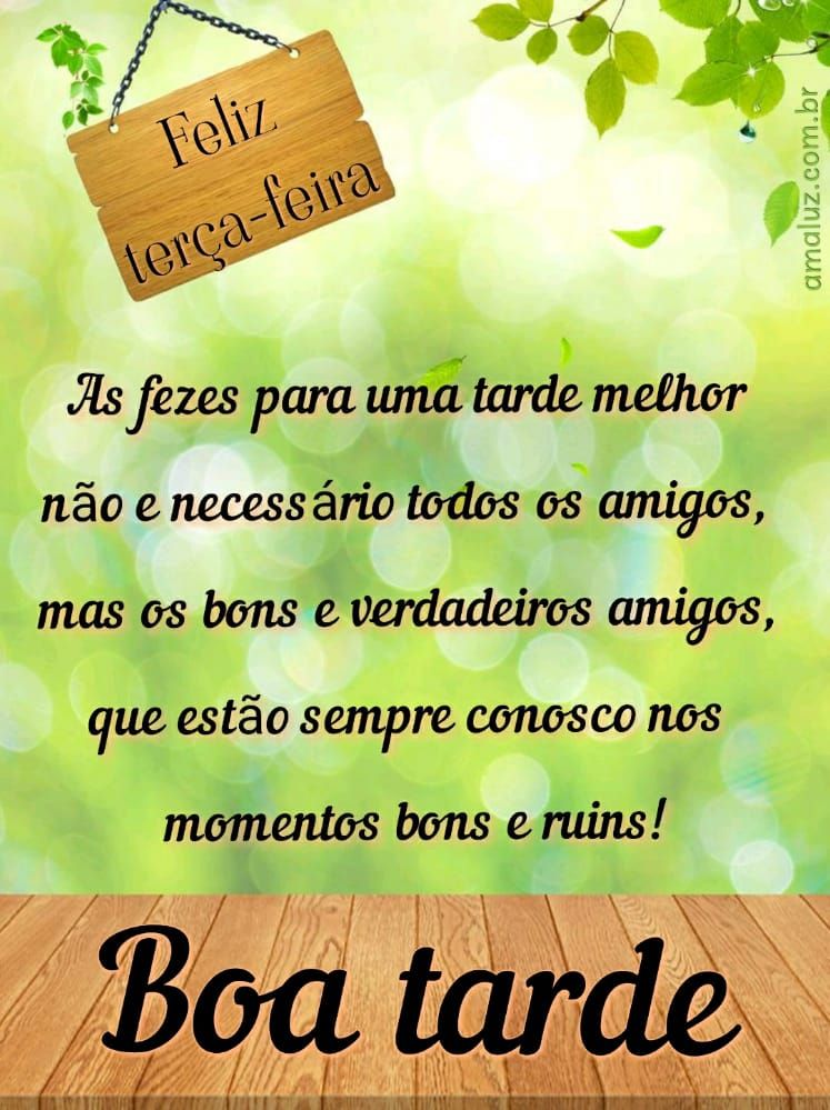 boa tarde com os amigos dos momentos bons e ruins feliz terça feira