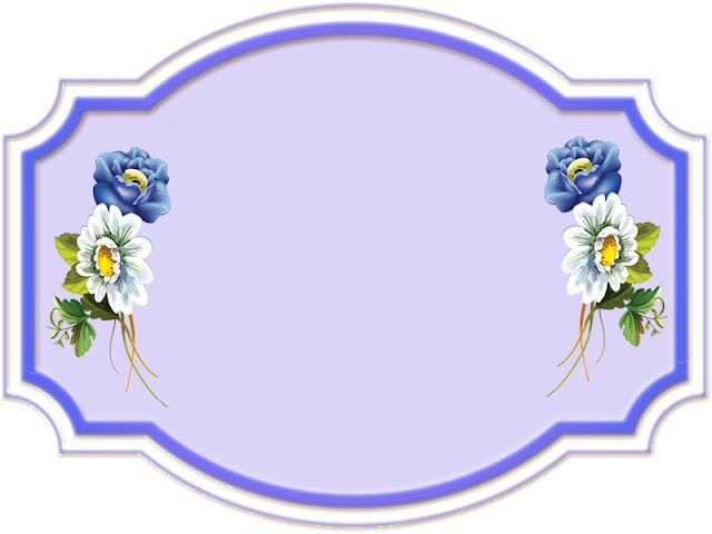 estilo de moldura com flores roxas e brancas