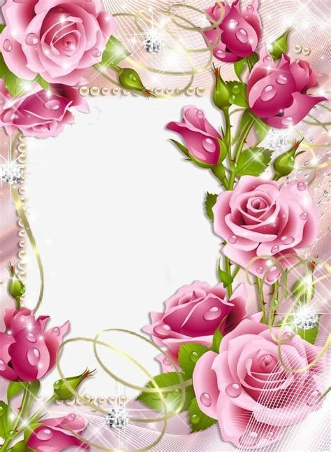 moldura linda rodeanda de flores rosas