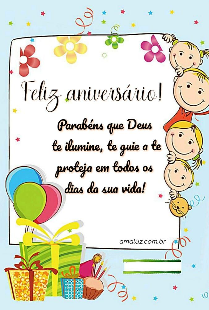 feliz aniversario, meus parabéns que Deus te ilumine