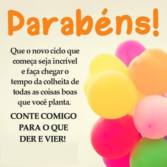 parabéns que o novo ciclo que começa seja incrível