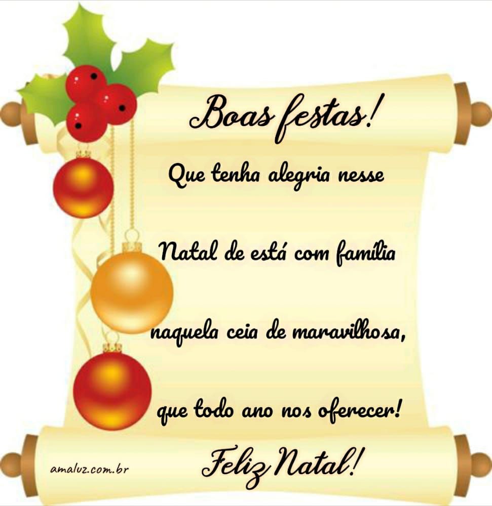 que tenha alegria nesse natal de esta com a família feliz natal boas festas