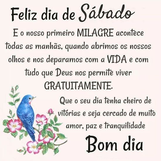 feliz dia de sábado bom dia
