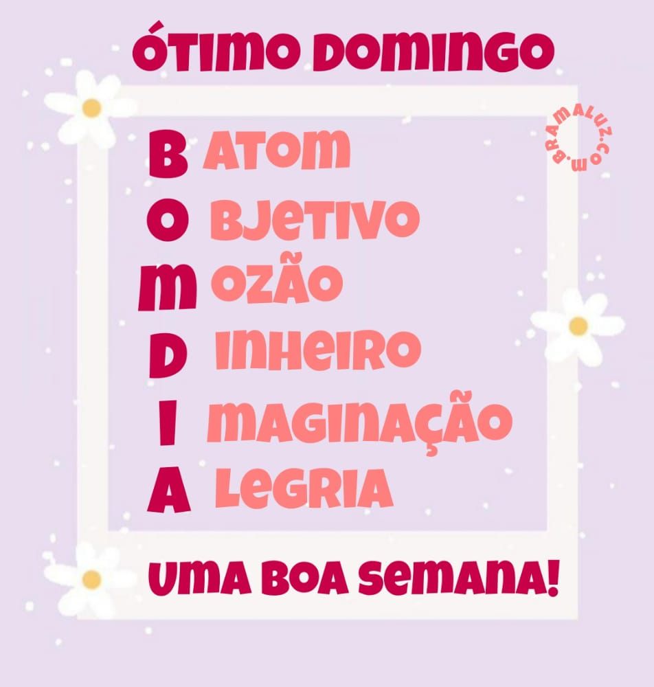 Ótimo domingo e uma boa semana