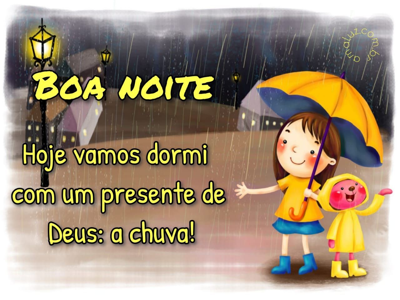 Boa noite com um presente de Deus a chuva