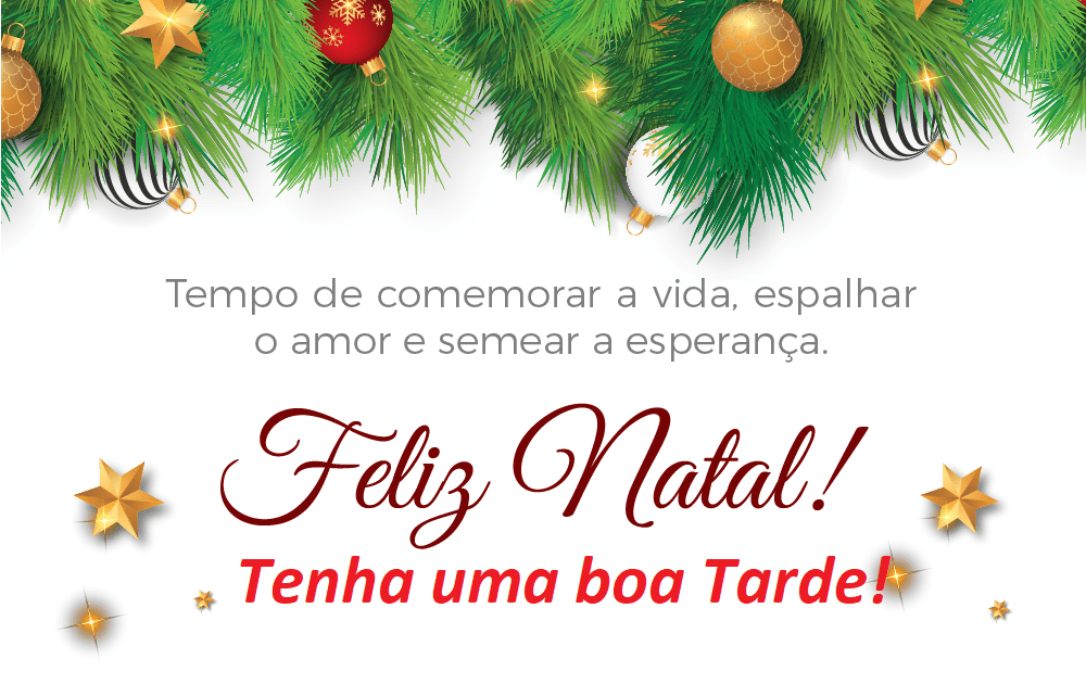 Boa tarde! Feliz Natal é dia de compartilha o amor e fazer um 2022 melhor.