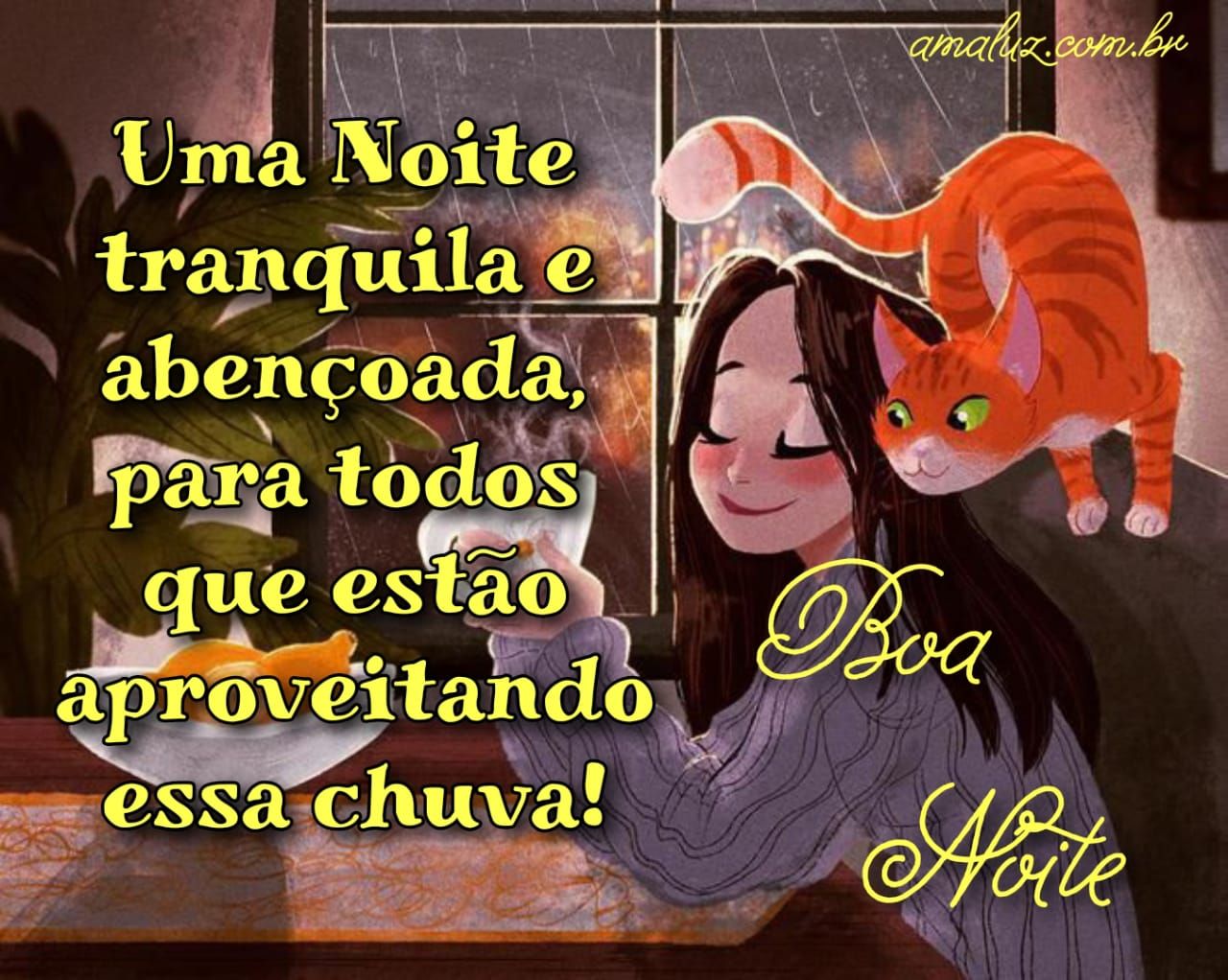 Uma noite de chuva tranquila e abençoada
