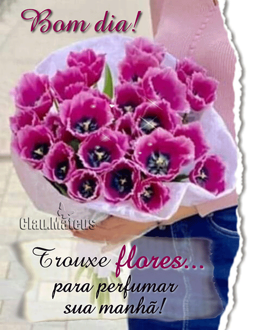Gifs com flores e mensagem de bom dia