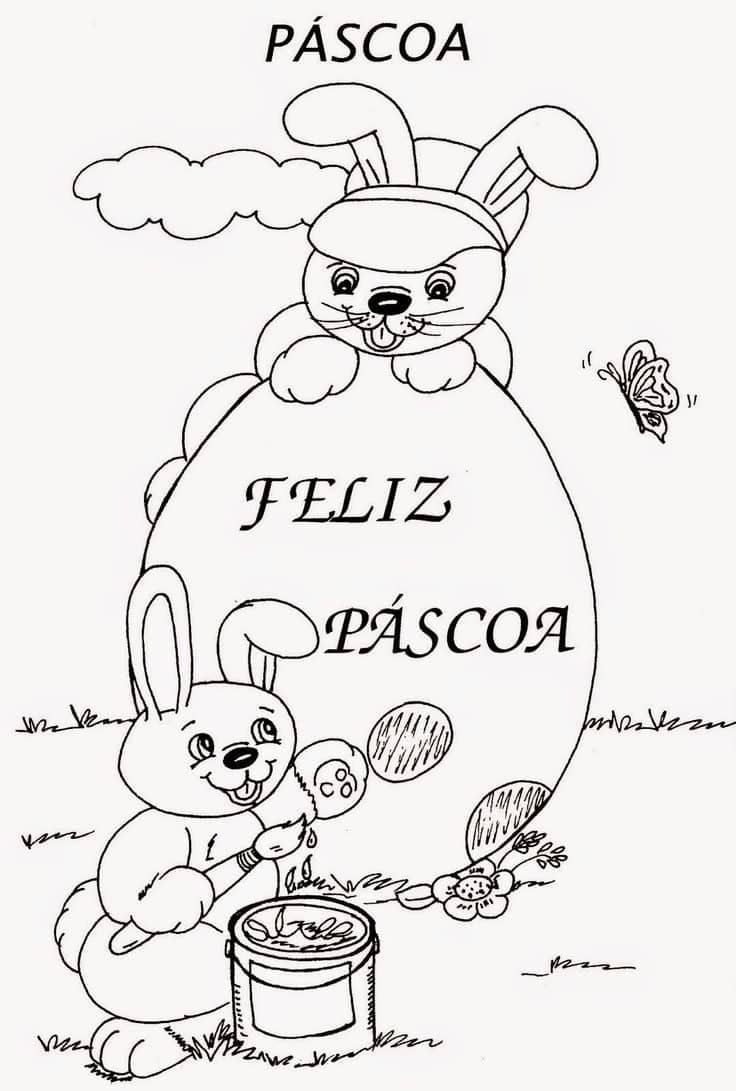Feliz páscoa desenhos para colorir