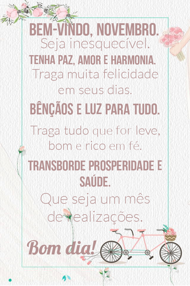 Tchau outubro bem vindo novembro