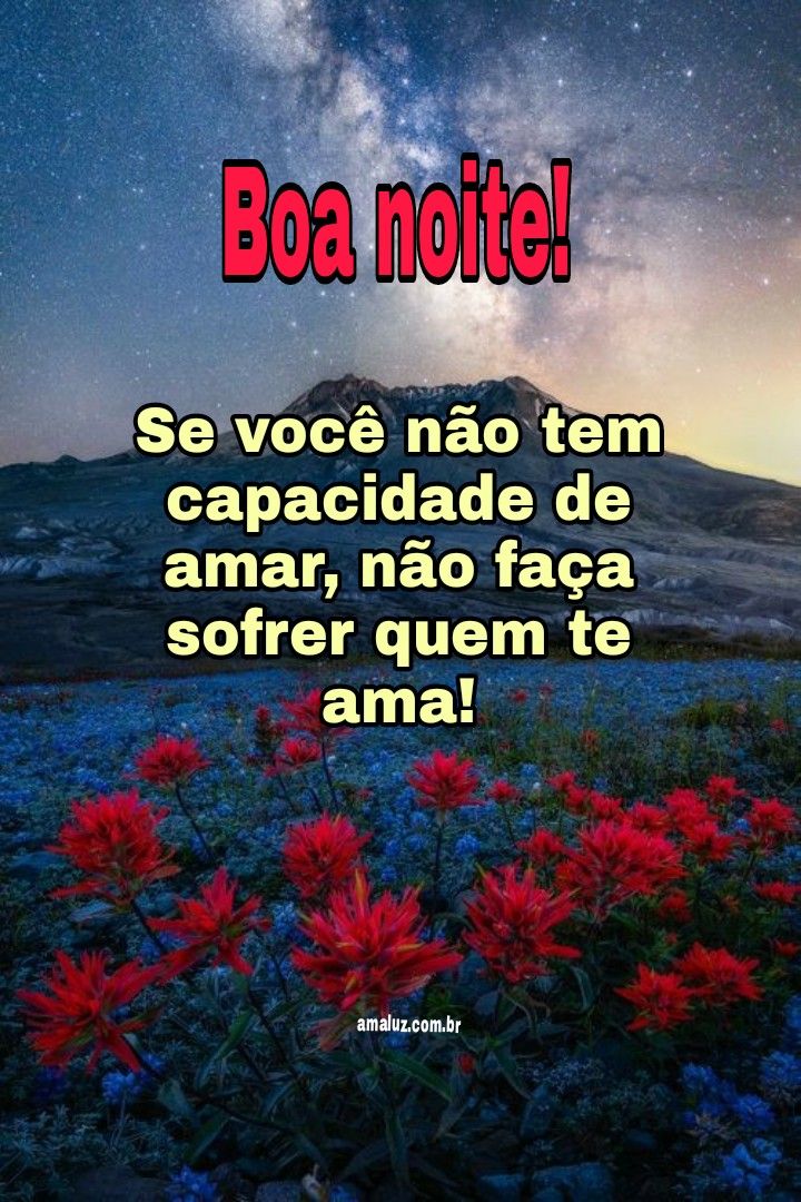 Boa noite! Se você não tem capacidade de amar, não faça quem te ama sofrer,