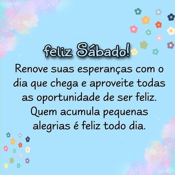 Sábado renove suas esperanças