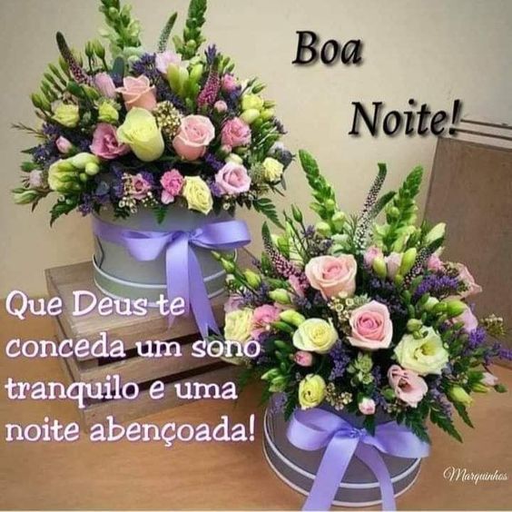 Boa noite abençoada com flores